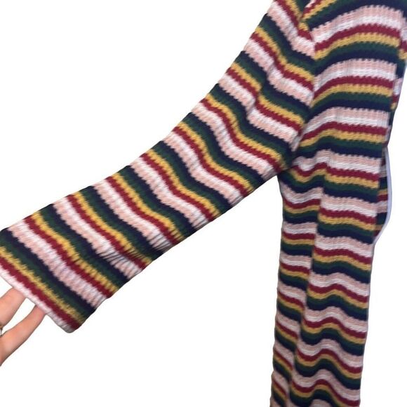 Nix & Nox Colorful Rainbow Striped Crochet Open Cardigan Duster Oversized Large - Picture 3 of 7